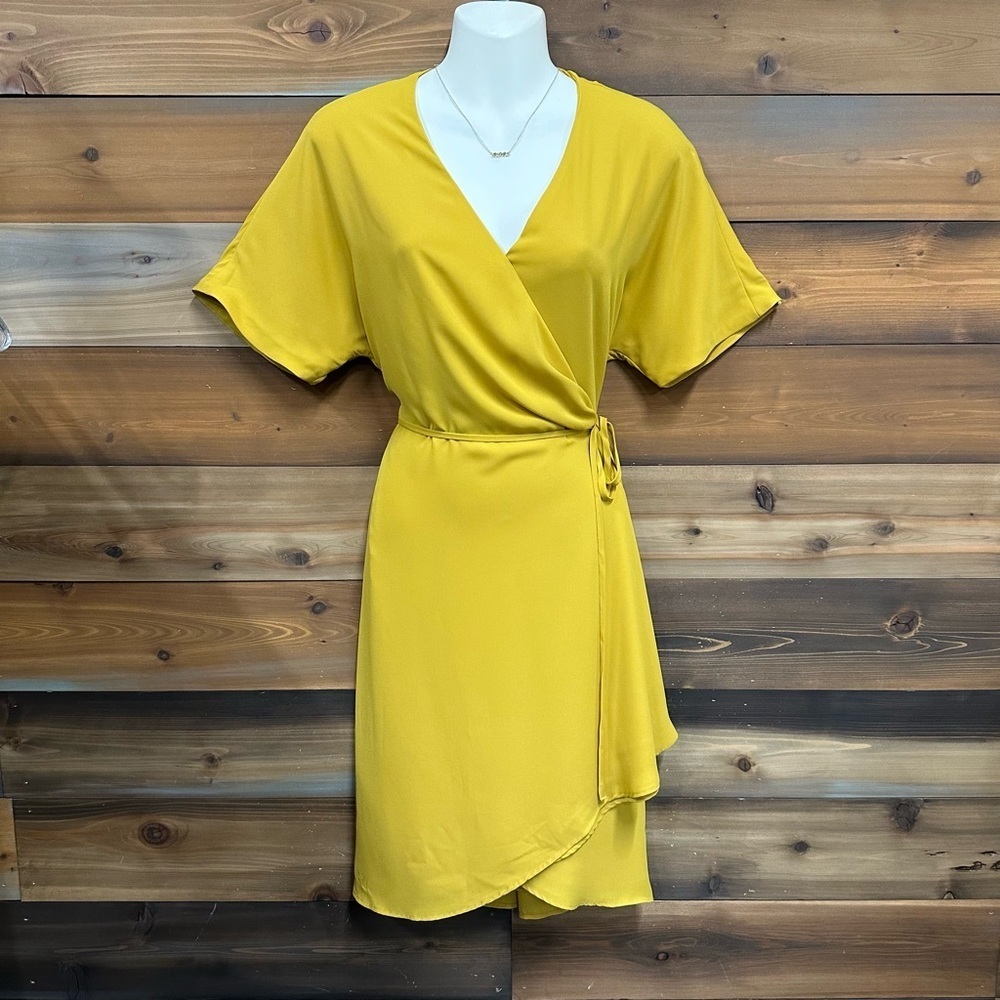 Aritzia Babaton Wallace wrap dress short sleeve vneck Minimalist workwear Brunch - Picture 2 of 10